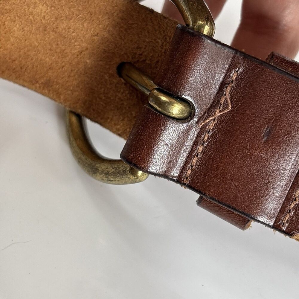 VTG American Eagle Outfitters Braided Leather Belt Cognac Brown Brass Buckle 34" - Picture 4 of 16